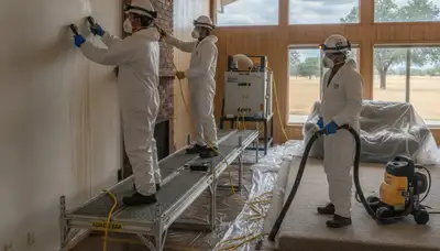 Water damage restoration team in Fair Oaks, CA inspecting and drying a damaged property
